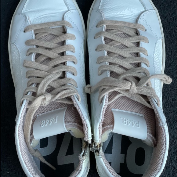 P448 high top white patent leather sneakers size (38) US SIZE 7.5 - 8 womens - Picture 5 of 14